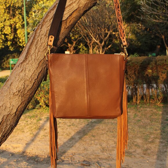 Genuine Hair On Cowhide Purse, Hand Tooled Leather Bag, Western Leather Bag - Picture 4 of 10